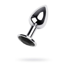 Anal plug with the Toyfa Metal rhinestone, dark silver, with a ring of ruby ​​color, 7 cm, d = 2.7 cm