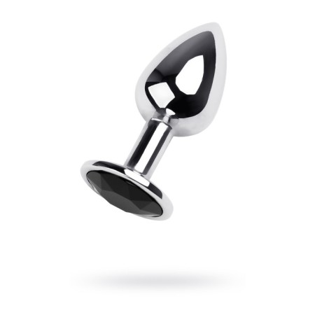 Anal plug with the Toyfa Metal rhinestone, dark silver, with a ring of ruby ​​color, 7 cm, d = 2.7 cm
