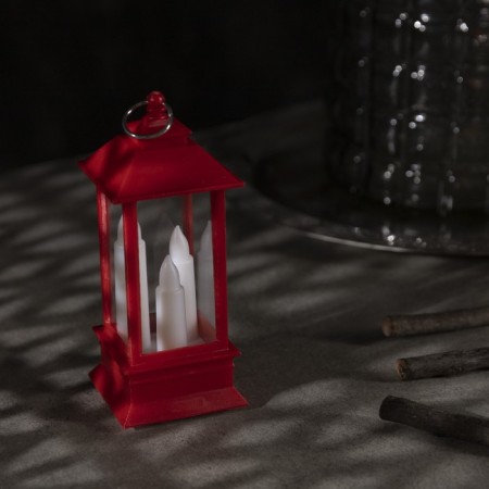 LED figure "Red Lantern with candles" 5.5 × 13 × 5.5 cm, plastic, batteries AG13x3, glow warm white-1