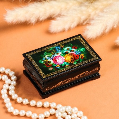 Casket "Flowers", 6 × 9 cm, lacquer miniature