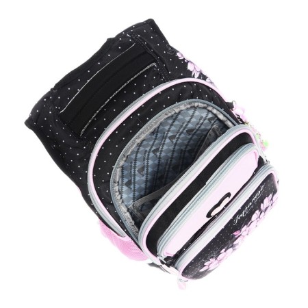 School backpack 40 x 33 x 15 cm, ergonomic back, Across 548, black/pink ACR23-548-3-8