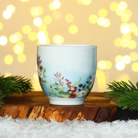 Happy New Year ceramics set, 180 ml mug, 2 pcs, spoon 2 pcs, white color-8
