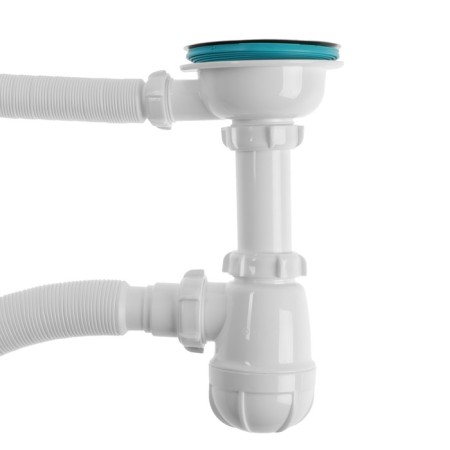 Aquant siphon for washing, 3 1/2 "x 40 mm, rectangular overflows, with corrugated 40x40/50 mm-2