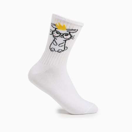 Women's socks "bunny", white color, size 23-25