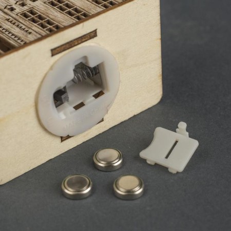 Christmas tree toy "House with a tower", from batteries, a glow of warm white-2