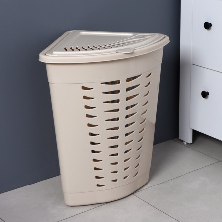 Corner underwear basket with a lid, 45 l, 37 × 50 × 56 cm, ivory color-6