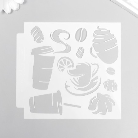 Plastic stencil "drinks and sweets" 13x13 cm-3
