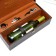 Casket wood, leatherette to the bottle "premium" 3 dark-brown items 35x11x17.5 cm