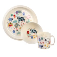 Set of dishes with decor: a plate D215 mm, a bowl of D130 mm, a mug 280 ml