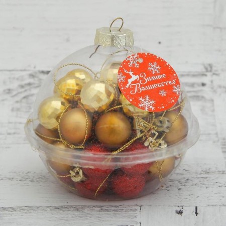Set of balls plastic D-2.5 cm, 40 pcs "Baby in the ball" red gold-1