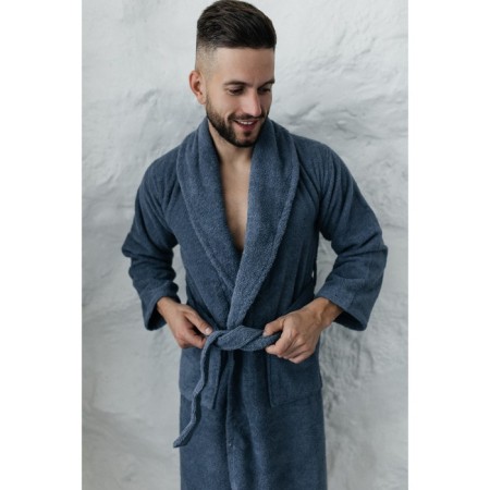 Terry dressing gown, size 48, blue color-8