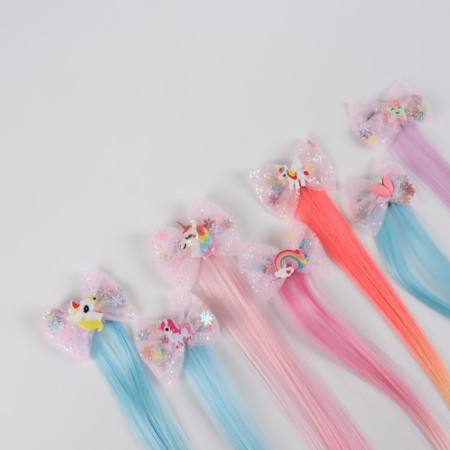 Local Locom "Bow", straight hair, on a hairpin, 32 cm, color mix-5