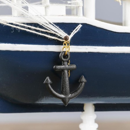 The ship souvenir medium "Kalev", the sides are blue with a white strip, the sails are blue, 30x7x32 cm-3