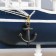 The ship souvenir medium "Kalev", the sides are blue with a white strip, the sails are blue, 30x7x32 cm