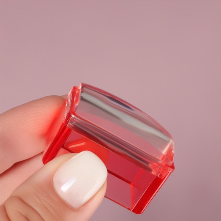 Stamping set, 2 items: stamps 3.5 × 2.5 cm, plastin scraper 5.4 × 4.2, red/transparent color-1