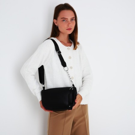 Bag Cross-Bodi with a zipper, black color-6