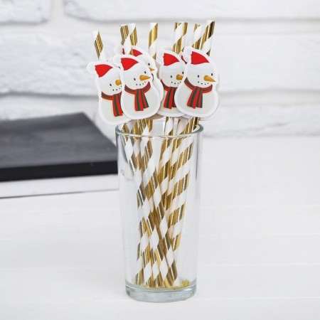 Pipe for cocktail "Snowman", set of 10 pcs.-1