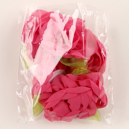 Flower with petals, leaflet, fabric, set of 8 pcs., Fuchsia color-3