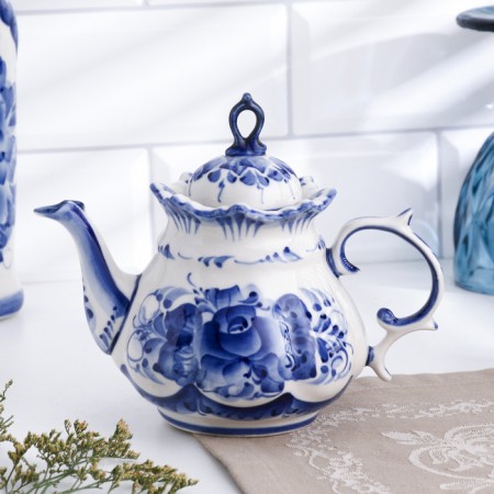 Teapot "ANEMON", large, 22 x 23 cm, gzhel-1