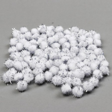 A set of parts for the decor "Bombs with a shine" set 100 pcs., Size 1 pcs: 1 cm, white-silver color-2