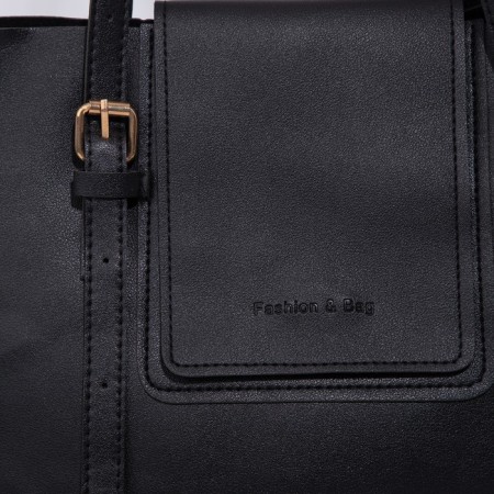 Soper bag with zipper, black color-3