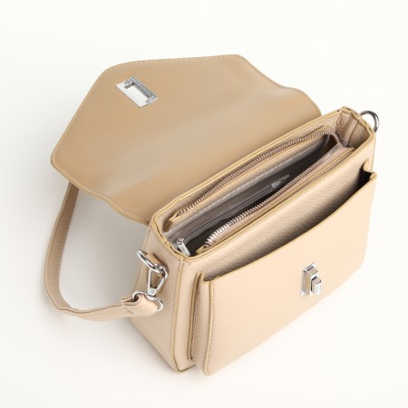 Women's bag on the Textura valve, small size, milk color-8
