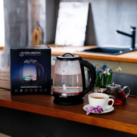Electric kettle Gelberk GL-400, glass, 2 l, 2200 watts, black-5