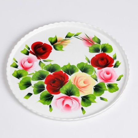 Set for juice with a tray "Zhostovo" Art painting, 6 glasses 1250/200 ml, white ma-12