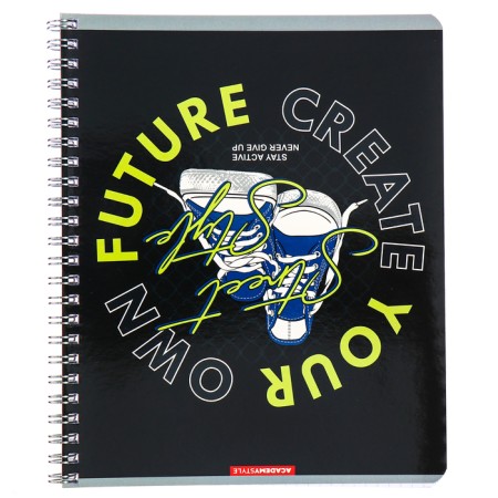 Notebook of 48 sheets in the cage on the crest "sneakers", cover shaking cardboard, UV-keys, mix-4