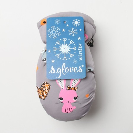 Baby mittens, gray color, size 15 (7-8 years)-4