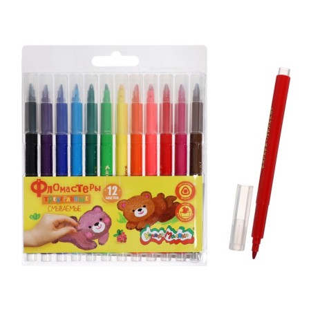 Flomasters 12 colors "Kalyaka-Malyak", three-learning, light-interference FTGKM12