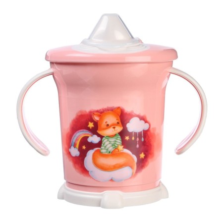 Pilot player with a soft nose, 270 ml., With handles, light pink color