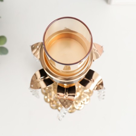 Summary Metal for 1 candle "Flower. Openwork stand" gold, black 32x9.5x9.5 cm-3
