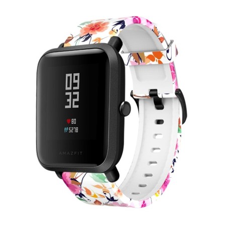 Smart hours strap "Flowers", 20 mm, silicone-2