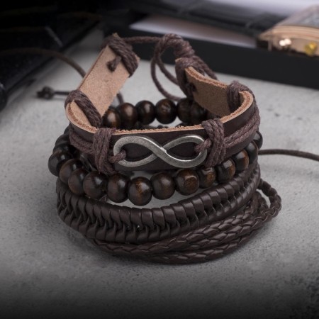 Bracelet Skin "Infinity", brown color, d = 7.5 cm-4