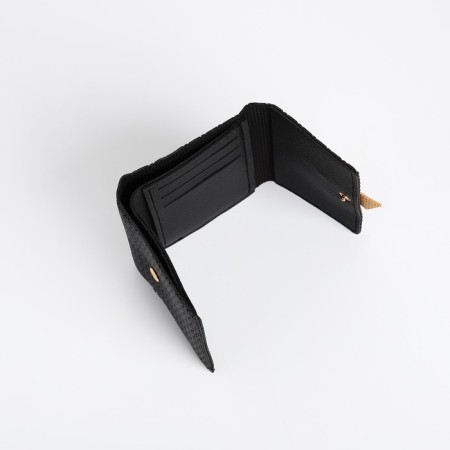 Women's wallet on the button, black color-2