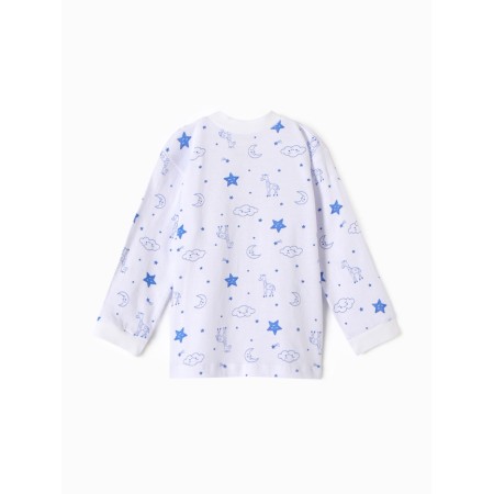 Fufaika (blouse) Children's "giraffes", white/blue color, height 80-3
