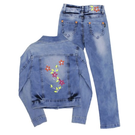 Denim costume for girls, height 116 cm, blue color-1
