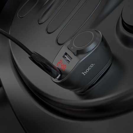 Automobile charger Hoco Z34, 96 W 2 USB, 3.1 A, display, black-7