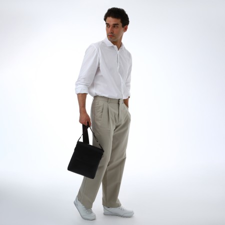Men's bag over the shoulder, Textura, external pocket, brown color-10