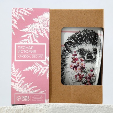 Ceramic mug "Hedgehog", 350 ml, white color-4