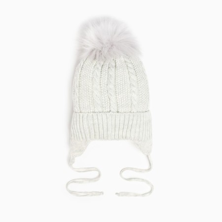 A hat for a girl knitted, color is light gray, size 44-47 cm (9-18 months)-2