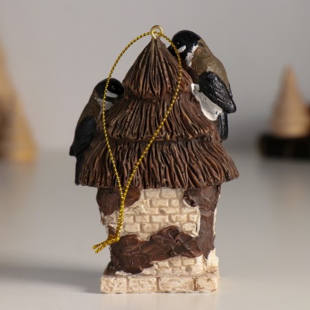 Souvenir Polystone Suspension "Sinichi on the birdhouse" 6.5x4x9.5 cm-2