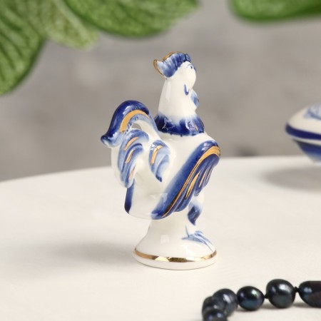 Souvenir "Cockerel", Small, Gzhel, Cobalt-2