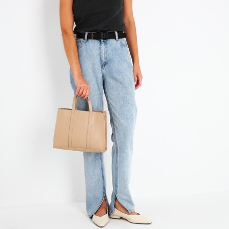 Bag Female Tout with zipper, beige color-9