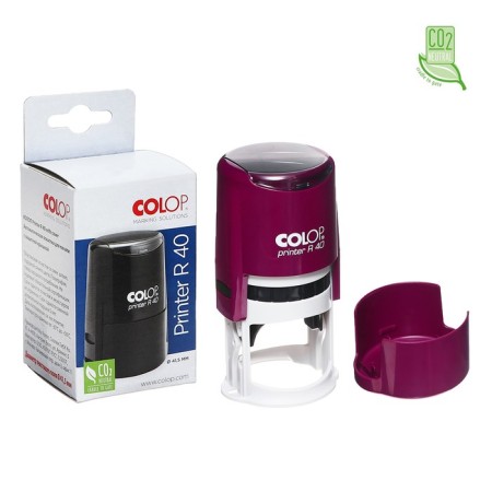 Equipment for round printing automatic Colop Printer R40, diameter 41.5 mm, with a lid, a violet housing