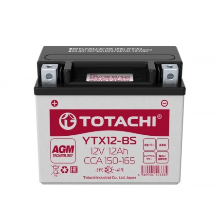 The battery Totachi Moto Ytx12-BS, 12 Ah, direct polarity