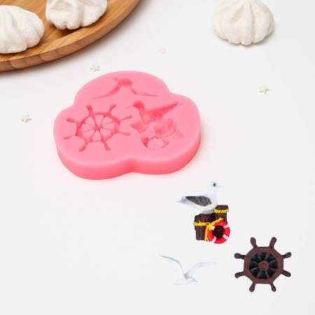 Mold "Sea Seagull", silicone, 9.5 × 9 × 1.5 cm, color mix-1
