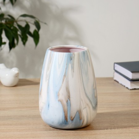 VAZA Ceramics Table "Marika" H-18 cm d-9.5 cm, blue and blue