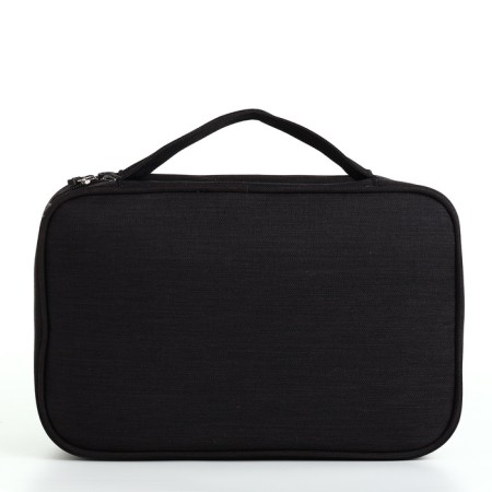 Cosmetic bag, 3 parts on zippers, black color